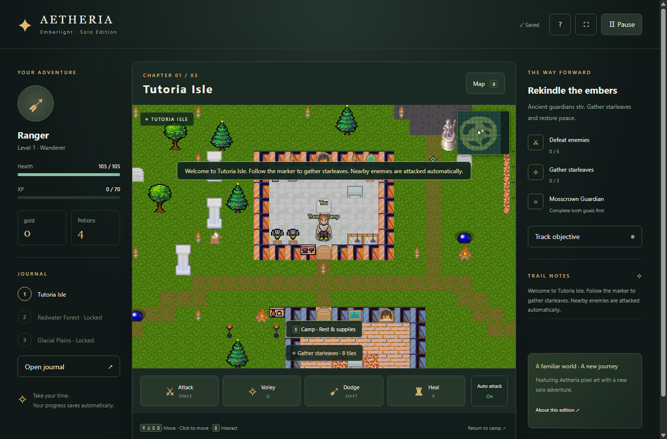 Actual Aetheria: Emberlight game screen