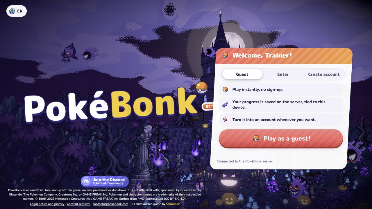 Actual PokéBonk Latest game screen